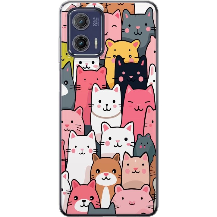 Mobiele hoes voor Motorola Moto G73 met Kattenpatroon ontwerp in de groep SMARTPHONE & TABLETS / Mobielbescherming / Motorola bij TP E-commerce Nordic AB (A55402)