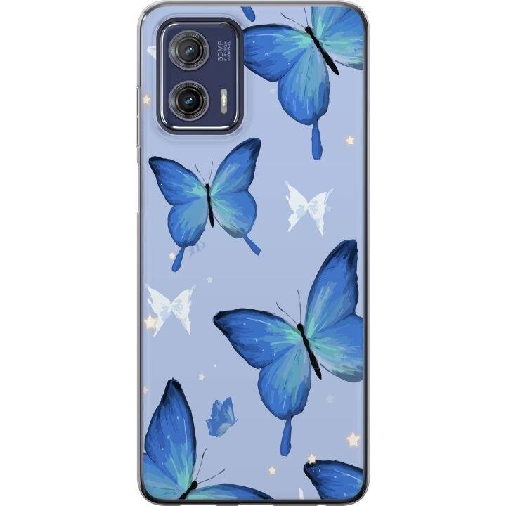 Mobiele hoes voor Motorola Moto G73 met Blauwe vlinders ontwerp in de groep SMARTPHONE & TABLETS / Mobielbescherming / Motorola bij TP E-commerce Nordic AB (A55410)