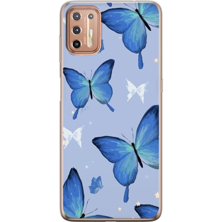 Mobiele hoes voor Motorola Moto G9 Plus met Blauwe vlinders ontwerp in de groep SMARTPHONE & TABLETS / Mobielbescherming / Motorola bij TP E-commerce Nordic AB (A55545)