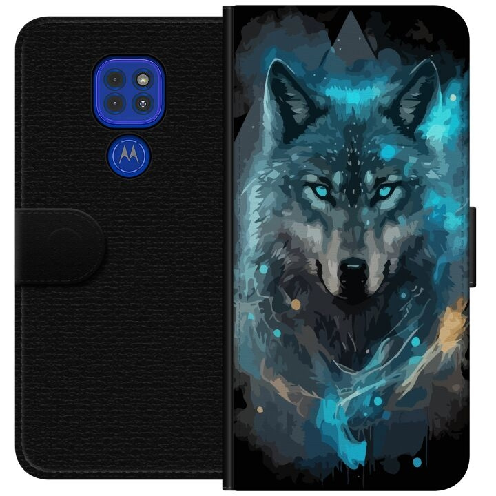 Portemonnee-hoesje voor Motorola Moto G9 Play met Wolf ontwerp in de groep SMARTPHONE & TABLETS / Mobielbescherming / Motorola bij TP E-commerce Nordic AB (A55588)