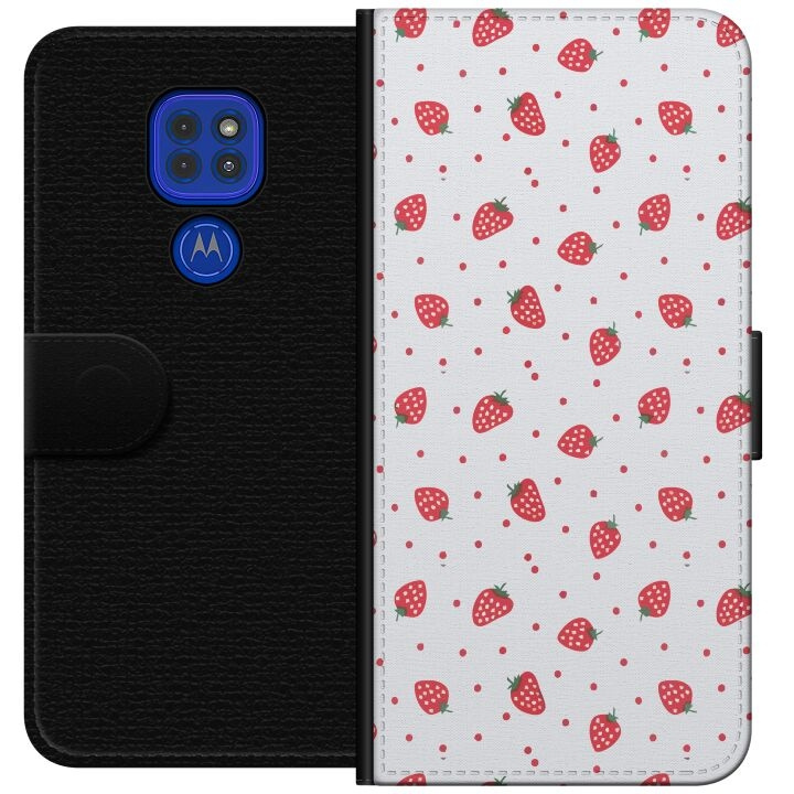 Portemonnee-hoesje voor Motorola Moto G9 Play met Aardbeien ontwerp in de groep SMARTPHONE & TABLETS / Mobielbescherming / Motorola bij TP E-commerce Nordic AB (A55600)