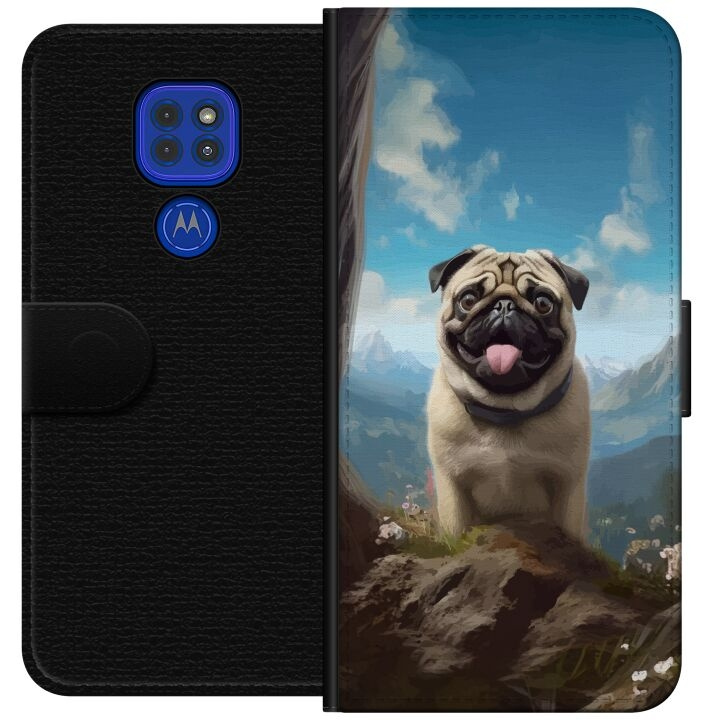 Portemonnee-hoesje voor Motorola Moto G9 Play met Blije Hond ontwerp in de groep SMARTPHONE & TABLETS / Mobielbescherming / Motorola bij TP E-commerce Nordic AB (A55601)