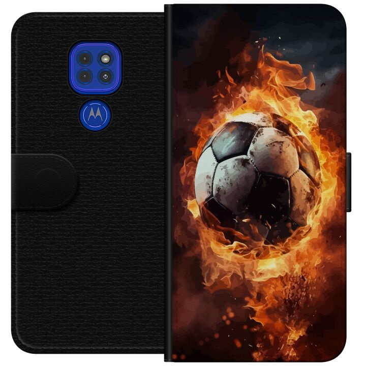 Portemonnee-hoesje voor Motorola Moto G9 Play met Voetbal ontwerp in de groep SMARTPHONE & TABLETS / Mobielbescherming / Motorola bij TP E-commerce Nordic AB (A55604)