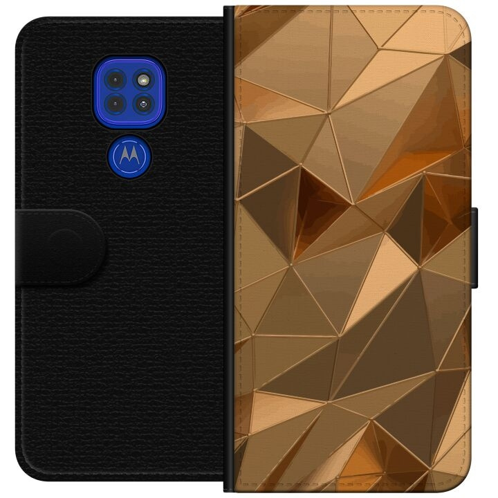 Portemonnee-hoesje voor Motorola Moto G9 Play met 3D Goud ontwerp in de groep SMARTPHONE & TABLETS / Mobielbescherming / Motorola bij TP E-commerce Nordic AB (A55607)