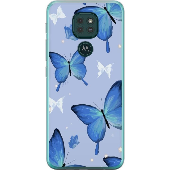 Mobiele hoes voor Motorola Moto G9 Play met Blauwe vlinders ontwerp in de groep SMARTPHONE & TABLETS / Mobielbescherming / Motorola bij TP E-commerce Nordic AB (A55626)