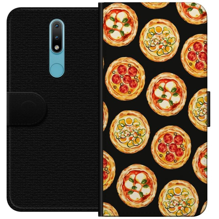 Portemonnee-hoesje voor Nokia 2.4 met Pizza ontwerp in de groep SMARTPHONE & TABLETS / Mobielbescherming / Nokia/Microsoft bij TP E-commerce Nordic AB (A55677)