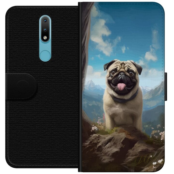 Portemonnee-hoesje voor Nokia 2.4 met Blije Hond ontwerp in de groep SMARTPHONE & TABLETS / Mobielbescherming / Nokia/Microsoft bij TP E-commerce Nordic AB (A55682)