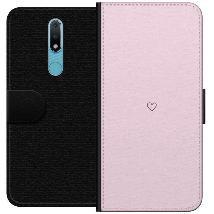 Portemonnee-hoesje voor Nokia 2.4 met Hart ontwerp in de groep SMARTPHONE & TABLETS / Mobielbescherming / Nokia/Microsoft bij TP E-commerce Nordic AB (A55683)