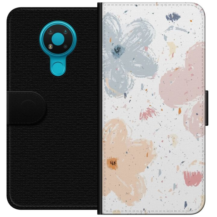 Portemonnee-hoesje voor Nokia 3.4 met Bloemen ontwerp in de groep SMARTPHONE & TABLETS / Mobielbescherming / Nokia/Microsoft bij TP E-commerce Nordic AB (A55703)