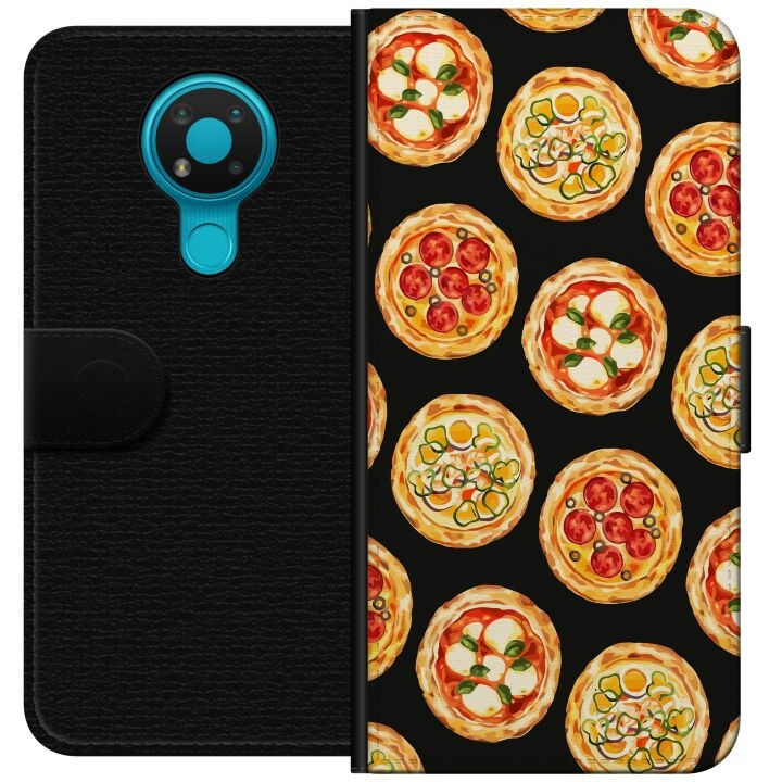 Portemonnee-hoesje voor Nokia 3.4 met Pizza ontwerp in de groep SMARTPHONE & TABLETS / Mobielbescherming / Nokia/Microsoft bij TP E-commerce Nordic AB (A55704)