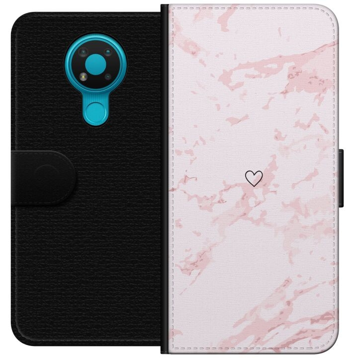 Portemonnee-hoesje voor Nokia 3.4 met Roze Hart ontwerp in de groep SMARTPHONE & TABLETS / Mobielbescherming / Nokia/Microsoft bij TP E-commerce Nordic AB (A55714)