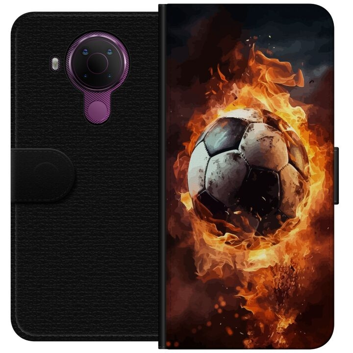 Portemonnee-hoesje voor Nokia 5.4 met Voetbal ontwerp in de groep SMARTPHONE & TABLETS / Mobielbescherming / Nokia/Microsoft bij TP E-commerce Nordic AB (A55766)