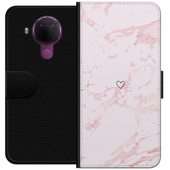 Portemonnee-hoesje voor Nokia 5.4 met Roze Hart ontwerp in de groep SMARTPHONE & TABLETS / Mobielbescherming / Nokia/Microsoft bij TP E-commerce Nordic AB (A55768)