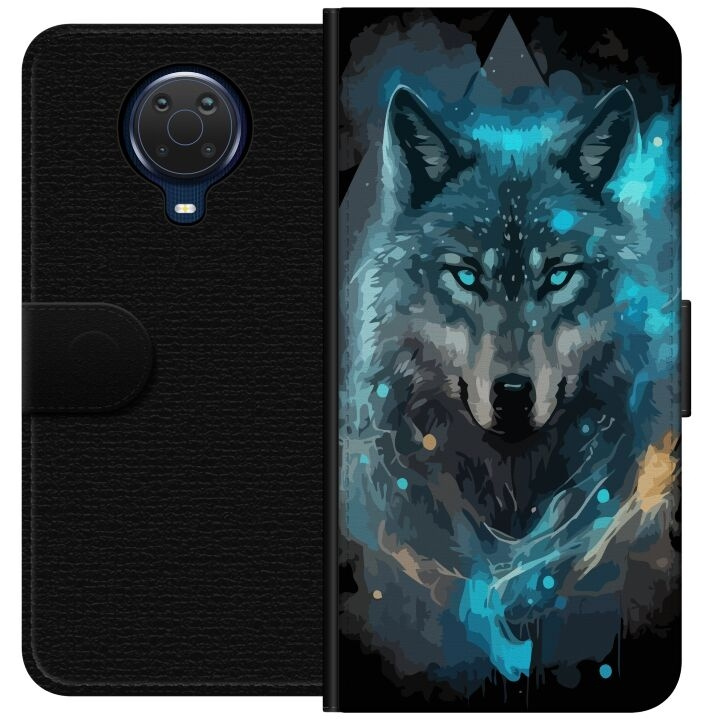 Portemonnee-hoesje voor Nokia G20 met Wolf ontwerp in de groep SMARTPHONE & TABLETS / Mobielbescherming / Nokia/Microsoft bij TP E-commerce Nordic AB (A55939)