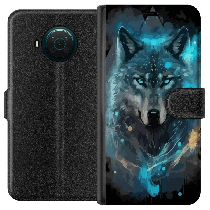 Portemonnee-hoesje voor Nokia X20 met Wolf ontwerp in de groep SMARTPHONE & TABLETS / Mobielbescherming / Nokia/Microsoft bij TP E-commerce Nordic AB (A56101)