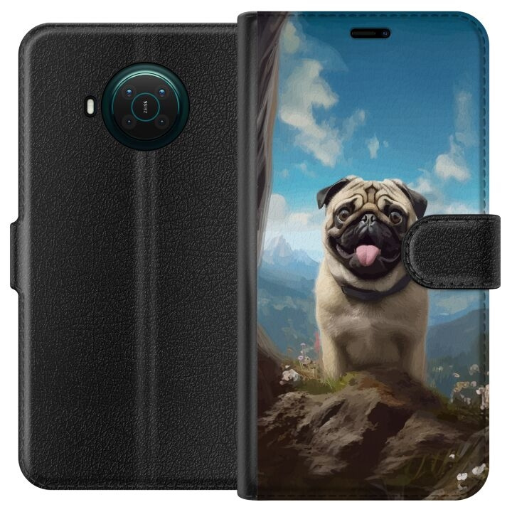 Portemonnee-hoesje voor Nokia X20 met Blije Hond ontwerp in de groep SMARTPHONE & TABLETS / Mobielbescherming / Nokia/Microsoft bij TP E-commerce Nordic AB (A56114)