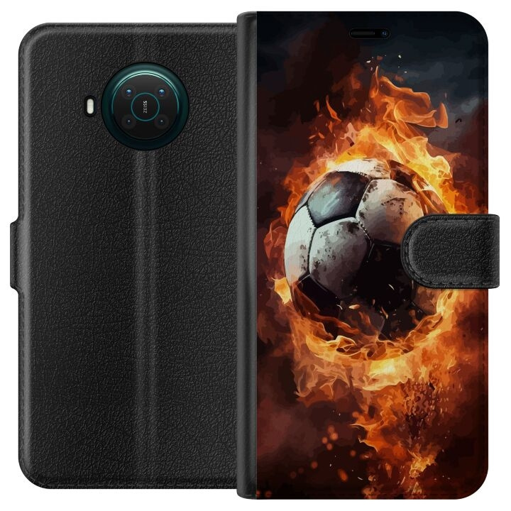 Portemonnee-hoesje voor Nokia X20 met Voetbal ontwerp in de groep SMARTPHONE & TABLETS / Mobielbescherming / Nokia/Microsoft bij TP E-commerce Nordic AB (A56117)