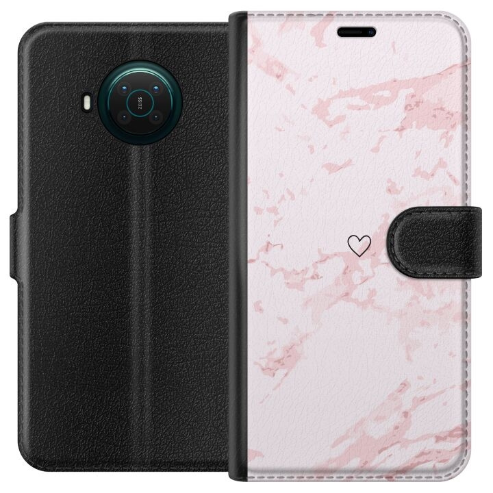 Portemonnee-hoesje voor Nokia X20 met Roze Hart ontwerp in de groep SMARTPHONE & TABLETS / Mobielbescherming / Nokia/Microsoft bij TP E-commerce Nordic AB (A56119)