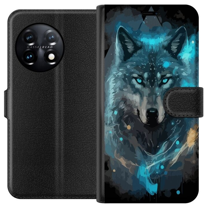 Portemonnee-hoesje voor OnePlus 11 met Wolf ontwerp in de groep SMARTPHONE & TABLETS / Mobielbescherming / OnePlus bij TP E-commerce Nordic AB (A56398)