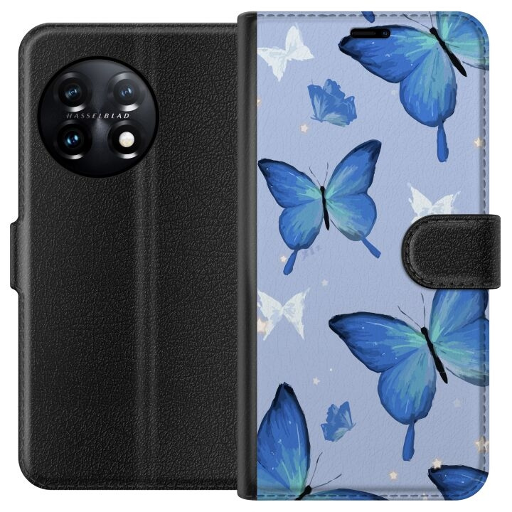 Portemonnee-hoesje voor OnePlus 11 met Blauwe vlinders ontwerp in de groep SMARTPHONE & TABLETS / Mobielbescherming / OnePlus bij TP E-commerce Nordic AB (A56409)