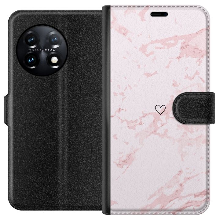 Portemonnee-hoesje voor OnePlus 11 met Roze Hart ontwerp in de groep SMARTPHONE & TABLETS / Mobielbescherming / OnePlus bij TP E-commerce Nordic AB (A56416)