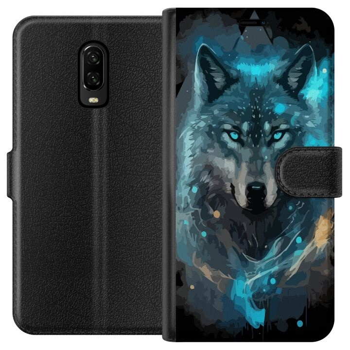 Portemonnee-hoesje voor OnePlus 6T met Wolf ontwerp in de groep SMARTPHONE & TABLETS / Mobielbescherming / OnePlus bij TP E-commerce Nordic AB (A56533)