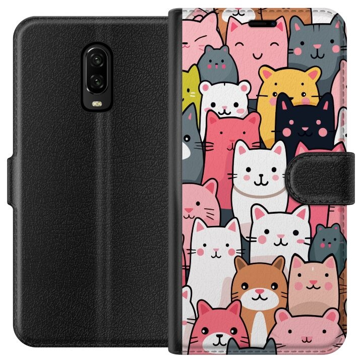 Portemonnee-hoesje voor OnePlus 6T met Kattenpatroon ontwerp in de groep SMARTPHONE & TABLETS / Mobielbescherming / OnePlus bij TP E-commerce Nordic AB (A56536)