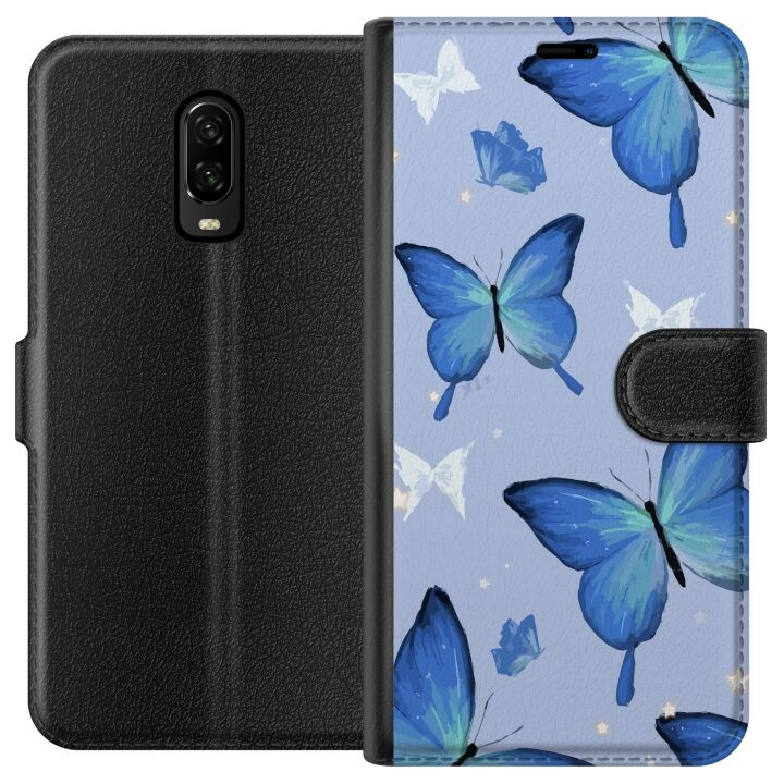 Portemonnee-hoesje voor OnePlus 6T met Blauwe vlinders ontwerp in de groep SMARTPHONE & TABLETS / Mobielbescherming / OnePlus bij TP E-commerce Nordic AB (A56544)