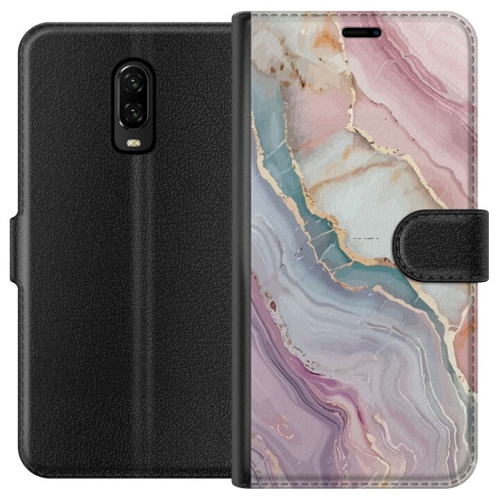 Portemonnee-hoesje voor OnePlus 6T met Marmer ontwerp in de groep SMARTPHONE & TABLETS / Mobielbescherming / OnePlus bij TP E-commerce Nordic AB (A56550)