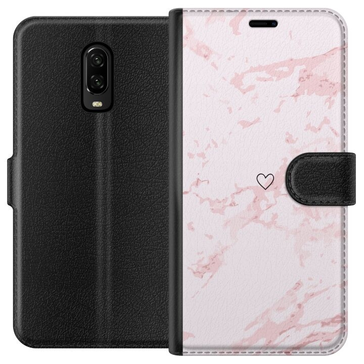 Portemonnee-hoesje voor OnePlus 6T met Roze Hart ontwerp in de groep SMARTPHONE & TABLETS / Mobielbescherming / OnePlus bij TP E-commerce Nordic AB (A56551)