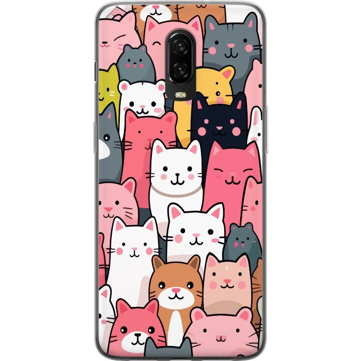 Mobiele hoes voor OnePlus 6T met Kattenpatroon ontwerp in de groep SMARTPHONE & TABLETS / Mobielbescherming / OnePlus bij TP E-commerce Nordic AB (A56563)