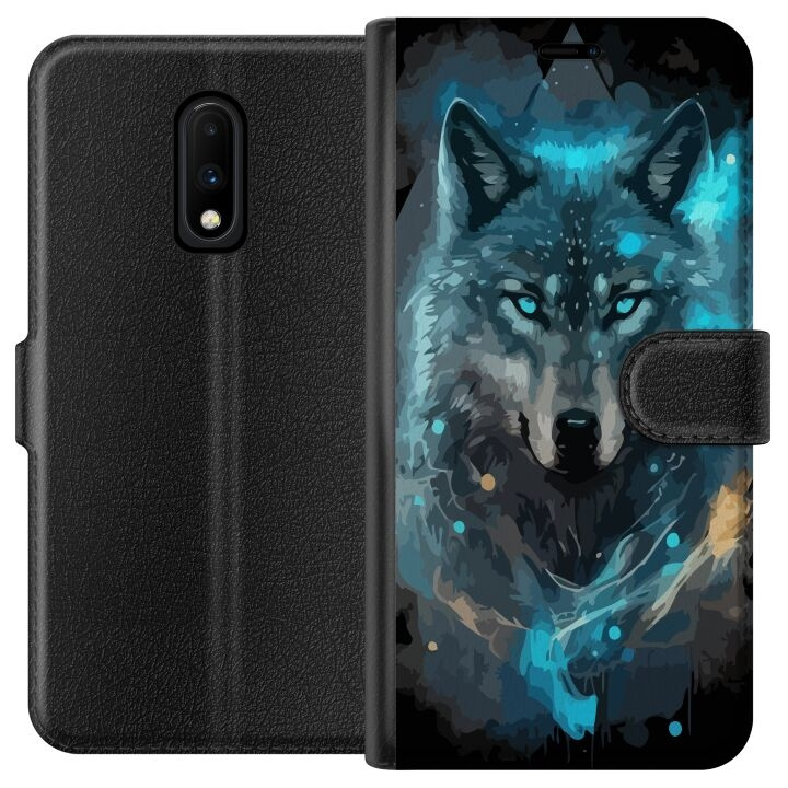 Portemonnee-hoesje voor OnePlus 7 met Wolf ontwerp in de groep SMARTPHONE & TABLETS / Mobielbescherming / OnePlus bij TP E-commerce Nordic AB (A56587)