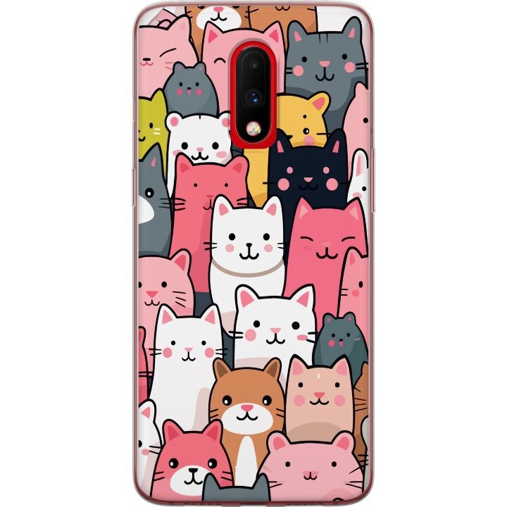 Mobiele hoes voor OnePlus 7 met Kattenpatroon ontwerp in de groep SMARTPHONE & TABLETS / Mobielbescherming / OnePlus bij TP E-commerce Nordic AB (A56617)