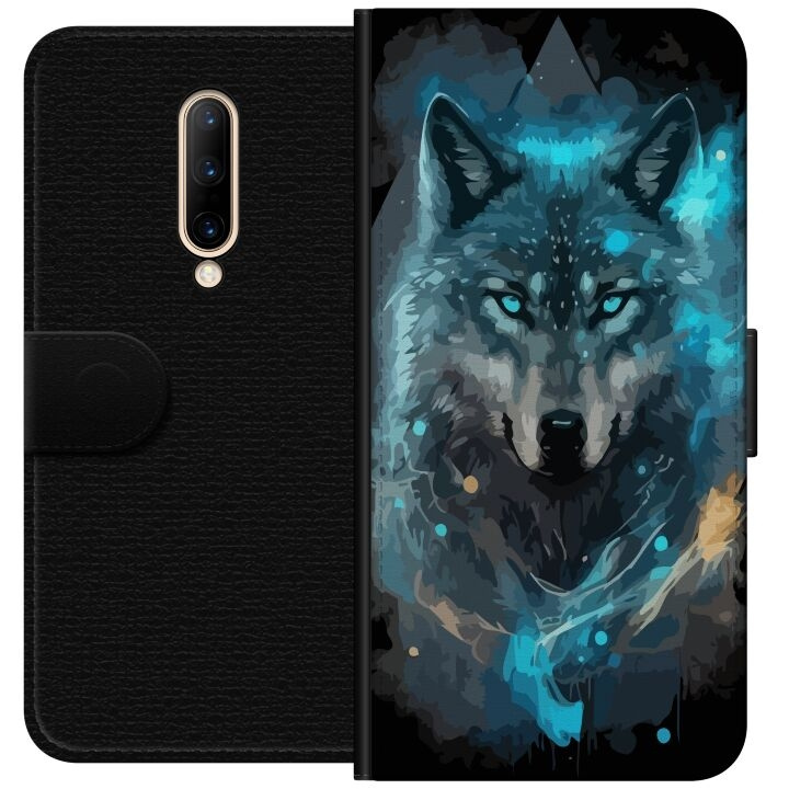 Portemonnee-hoesje voor OnePlus 7 Pro met Wolf ontwerp in de groep SMARTPHONE & TABLETS / Mobielbescherming / OnePlus bij TP E-commerce Nordic AB (A56641)