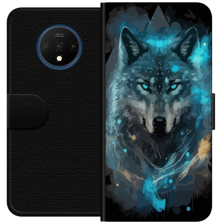 Portemonnee-hoesje voor OnePlus 7T met Wolf ontwerp in de groep SMARTPHONE & TABLETS / Mobielbescherming / OnePlus bij TP E-commerce Nordic AB (A56695)