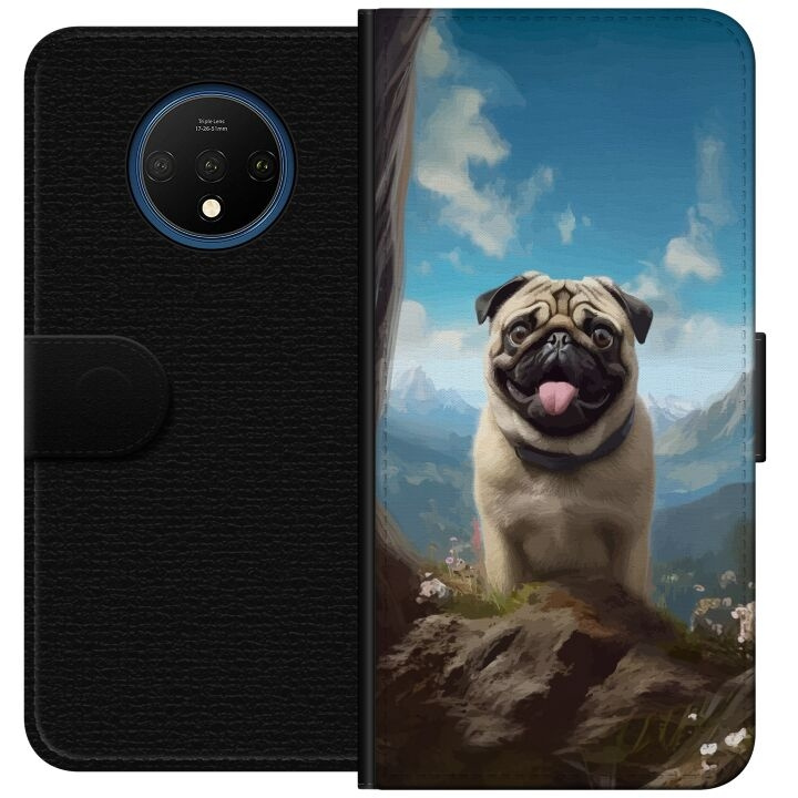 Portemonnee-hoesje voor OnePlus 7T met Blije Hond ontwerp in de groep SMARTPHONE & TABLETS / Mobielbescherming / OnePlus bij TP E-commerce Nordic AB (A56708)