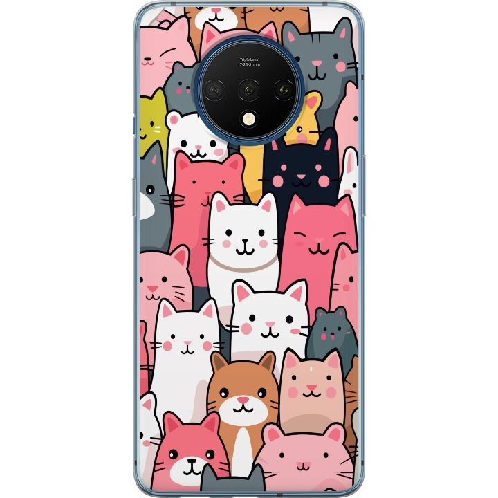 Mobiele hoes voor OnePlus 7T met Kattenpatroon ontwerp in de groep SMARTPHONE & TABLETS / Mobielbescherming / OnePlus bij TP E-commerce Nordic AB (A56725)