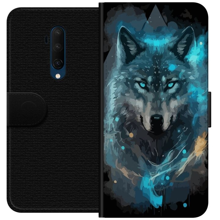 Portemonnee-hoesje voor OnePlus 7T Pro met Wolf ontwerp in de groep SMARTPHONE & TABLETS / Mobielbescherming / OnePlus bij TP E-commerce Nordic AB (A56749)