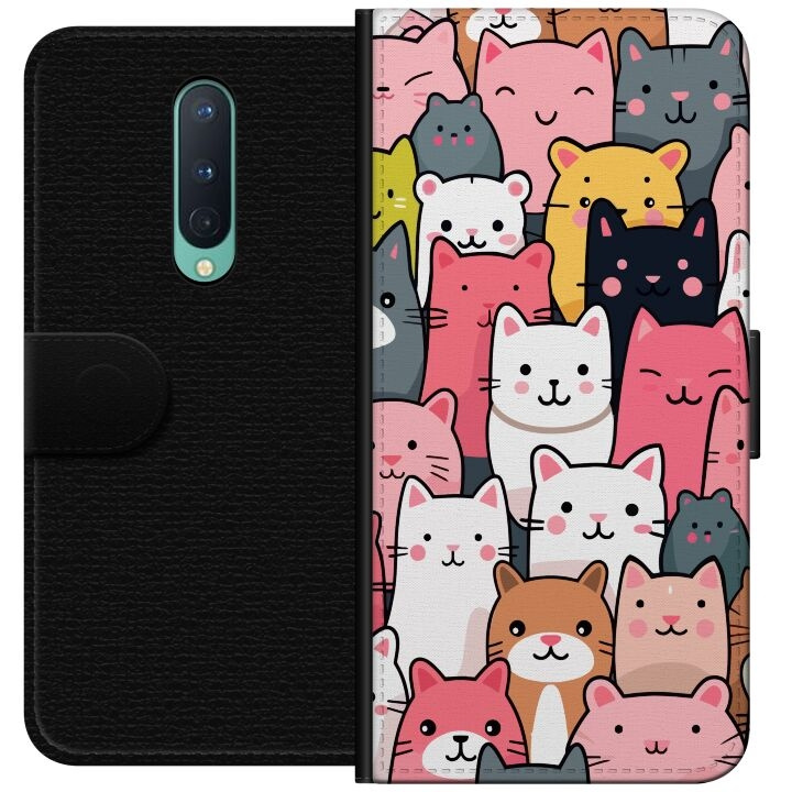 Portemonnee-hoesje voor OnePlus 8 met Kattenpatroon ontwerp in de groep SMARTPHONE & TABLETS / Mobielbescherming / OnePlus bij TP E-commerce Nordic AB (A56806)