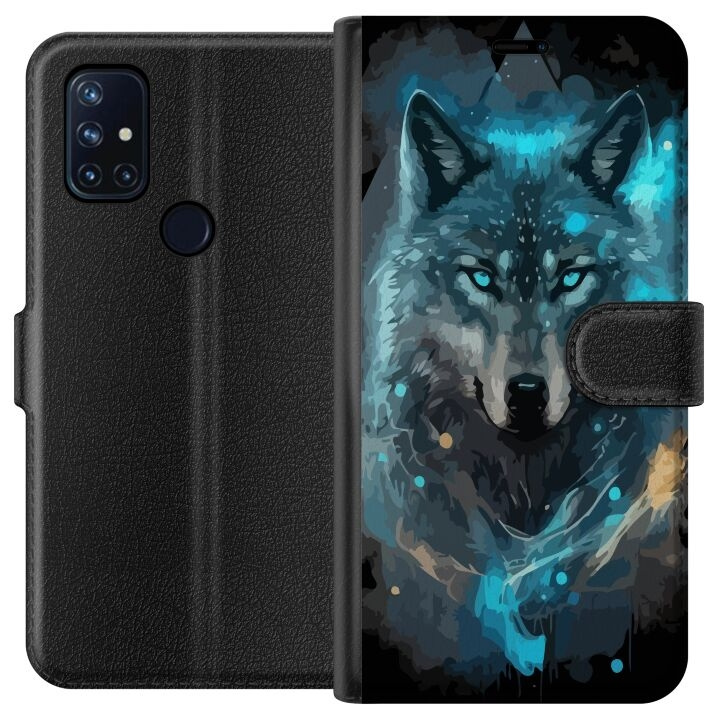 Portemonnee-hoesje voor OnePlus Nord N10 5G met Wolf ontwerp in de groep SMARTPHONE & TABLETS / Mobielbescherming / OnePlus bij TP E-commerce Nordic AB (A57208)