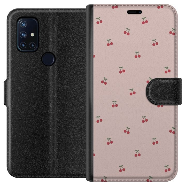 Portemonnee-hoesje voor OnePlus Nord N10 5G met Kersen ontwerp in de groep SMARTPHONE & TABLETS / Mobielbescherming / OnePlus bij TP E-commerce Nordic AB (A57210)