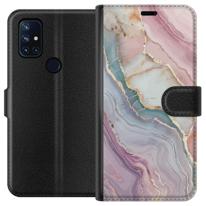 Portemonnee-hoesje voor OnePlus Nord N10 5G met Marmer ontwerp in de groep SMARTPHONE & TABLETS / Mobielbescherming / OnePlus bij TP E-commerce Nordic AB (A57225)