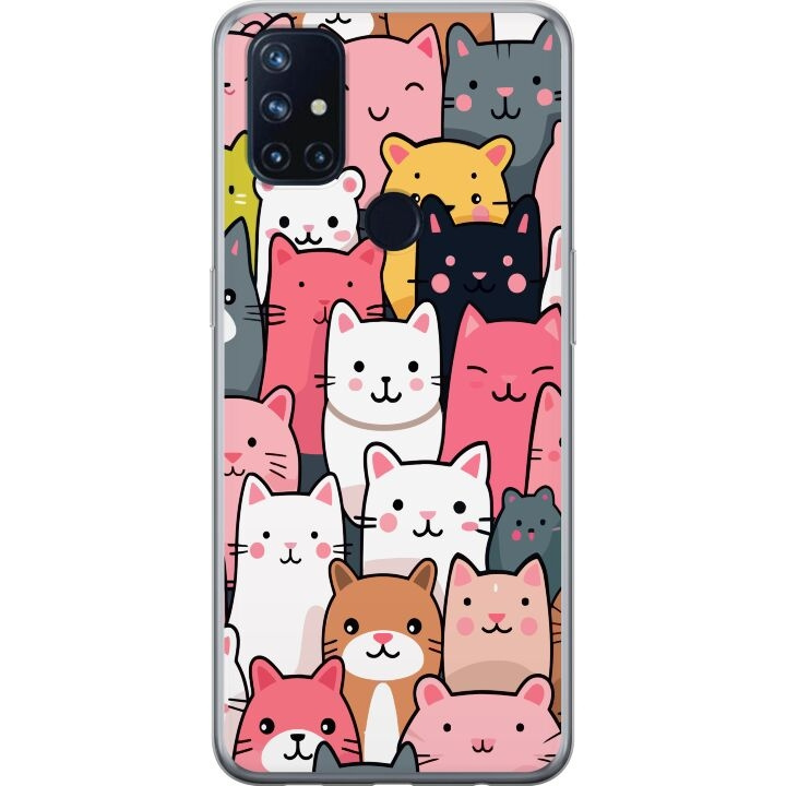 Mobiele hoes voor OnePlus Nord N10 5G met Kattenpatroon ontwerp in de groep SMARTPHONE & TABLETS / Mobielbescherming / OnePlus bij TP E-commerce Nordic AB (A57238)