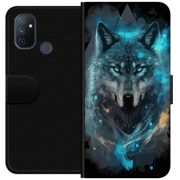 Portemonnee-hoesje voor OnePlus Nord N100 met Wolf ontwerp in de groep SMARTPHONE & TABLETS / Mobielbescherming / OnePlus bij TP E-commerce Nordic AB (A57262)