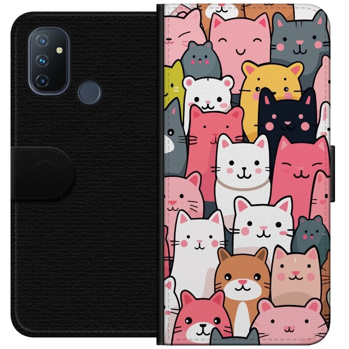 Portemonnee-hoesje voor OnePlus Nord N100 met Kattenpatroon ontwerp in de groep SMARTPHONE & TABLETS / Mobielbescherming / OnePlus bij TP E-commerce Nordic AB (A57265)