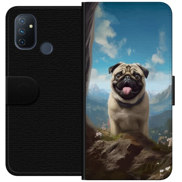 Portemonnee-hoesje voor OnePlus Nord N100 met Blije Hond ontwerp in de groep SMARTPHONE & TABLETS / Mobielbescherming / OnePlus bij TP E-commerce Nordic AB (A57275)