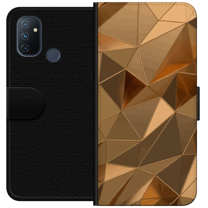 Portemonnee-hoesje voor OnePlus Nord N100 met 3D Goud ontwerp in de groep SMARTPHONE & TABLETS / Mobielbescherming / OnePlus bij TP E-commerce Nordic AB (A57281)