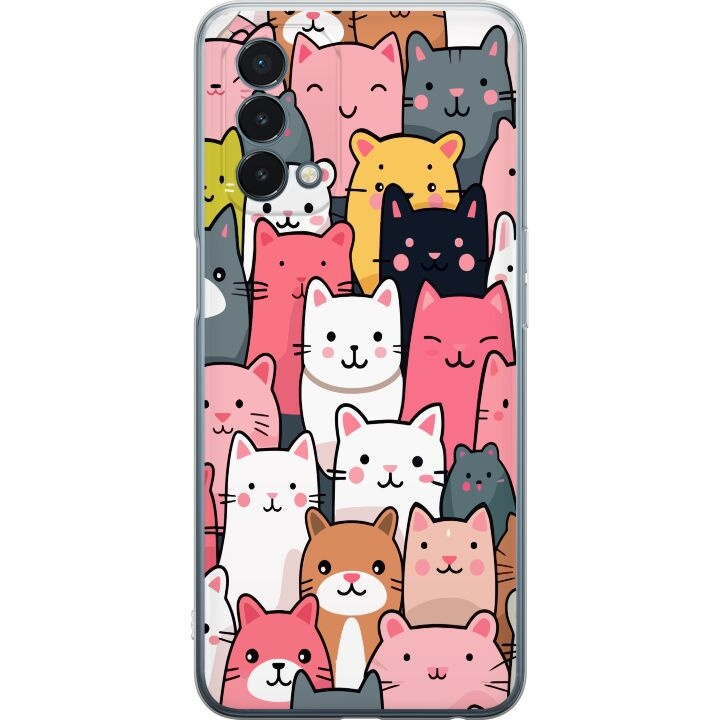 Mobiele hoes voor OnePlus Nord N200 5G met Kattenpatroon ontwerp in de groep SMARTPHONE & TABLETS / Mobielbescherming / OnePlus bij TP E-commerce Nordic AB (A57400)