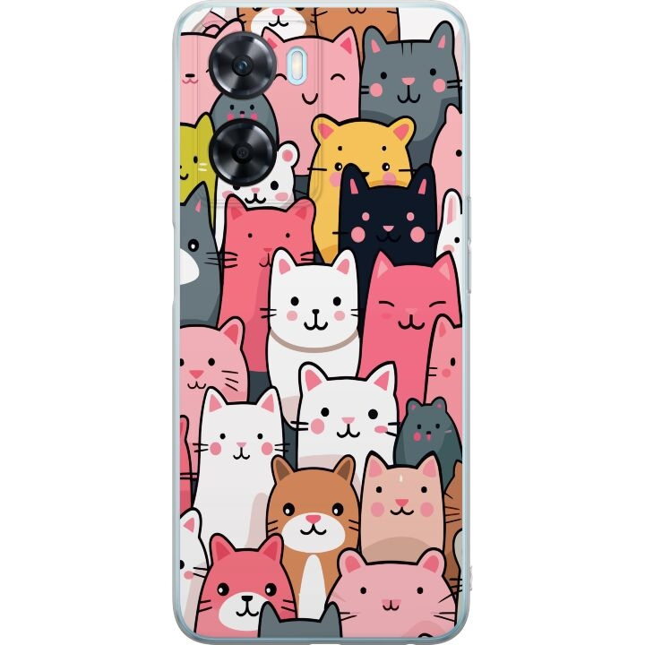 Mobiele hoes voor OnePlus Nord N20 SE met Kattenpatroon ontwerp in de groep SMARTPHONE & TABLETS / Mobielbescherming / OnePlus bij TP E-commerce Nordic AB (A57454)