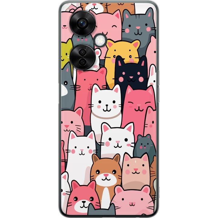 Mobiele hoes voor OnePlus Nord CE3 met Kattenpatroon ontwerp in de groep SMARTPHONE & TABLETS / Mobielbescherming / OnePlus bij TP E-commerce Nordic AB (A57697)